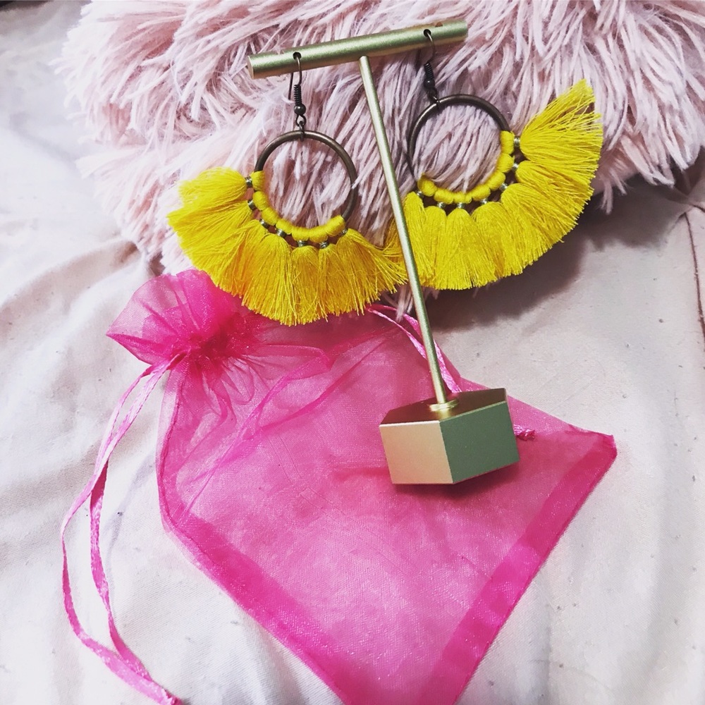 Yellow tassel earrings